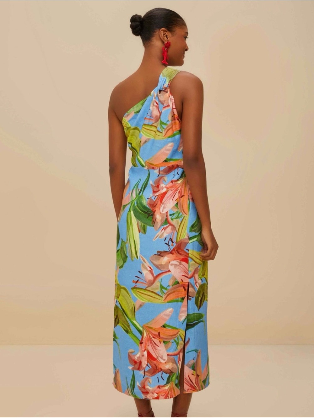 NWT FARM Rio Blue Lily Bloom Midi Dress - Picture 3 of 9